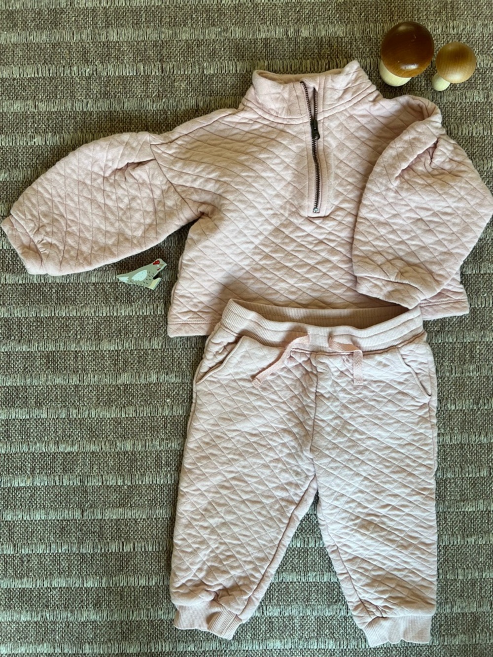 Janie and Jack Quilted Light Pink Kids Matching Set
